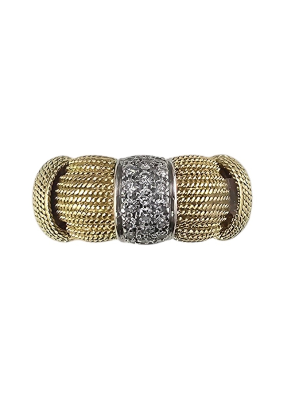 Roberto Coin Appassionata 18K Yellow White Gold Diamond Band Ring Size 6 #24744